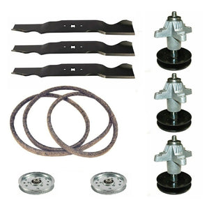 54 inch deck rebuild kit with spindles, blades, belt and pulleys for Craftsman and Cub Cadet mowers