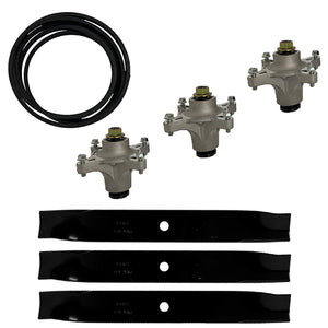 Complete deck rebuild kit for Toro 50 Inch TimeCutter with spindles, belt, and blades
