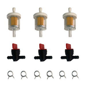 Kit 1/4" In Line Shut Off Valve, Clamps, Fuel Gas Filter for Briggs